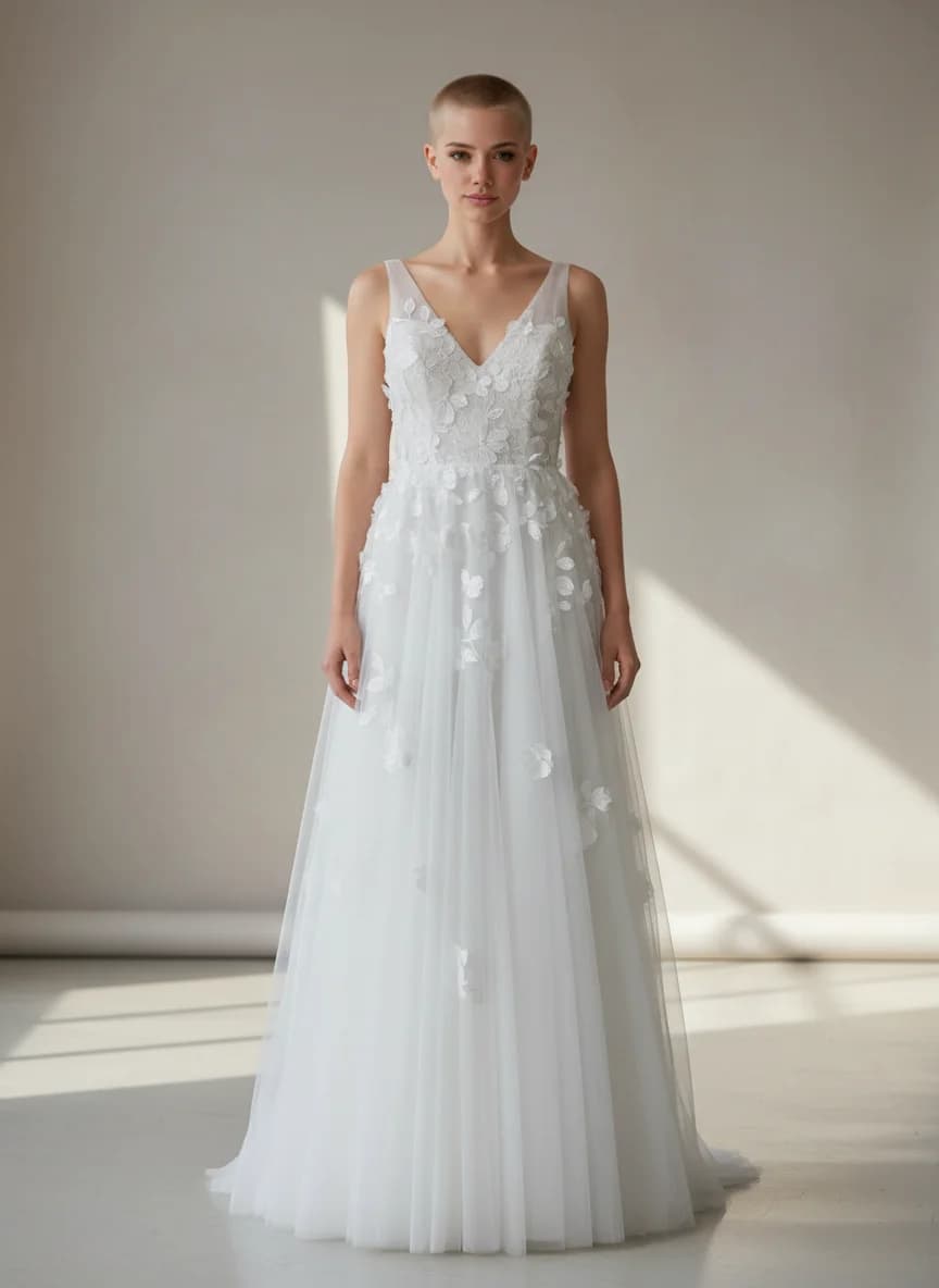 V-Neck neckline wedding dress