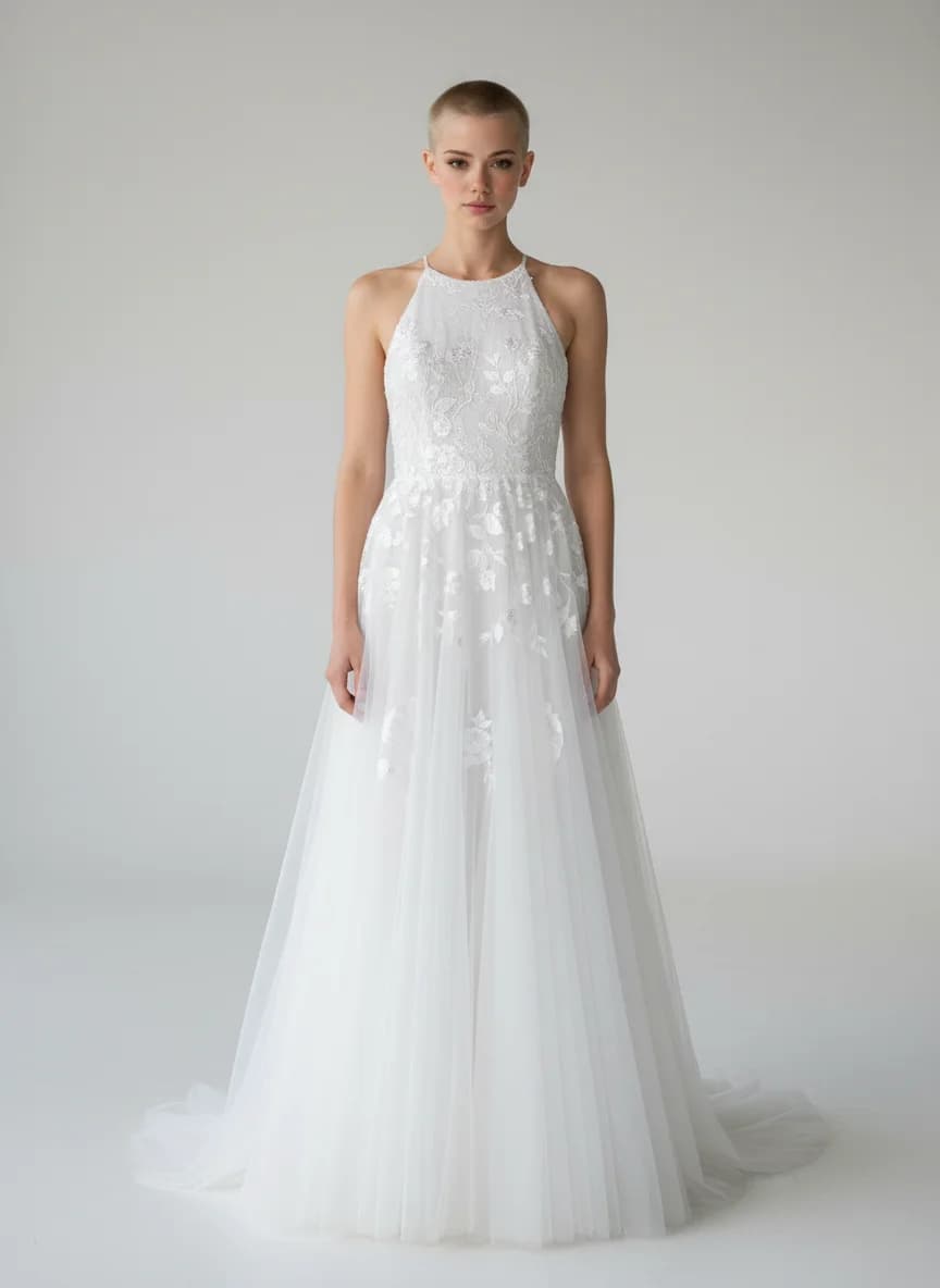 Halter neckline wedding dress