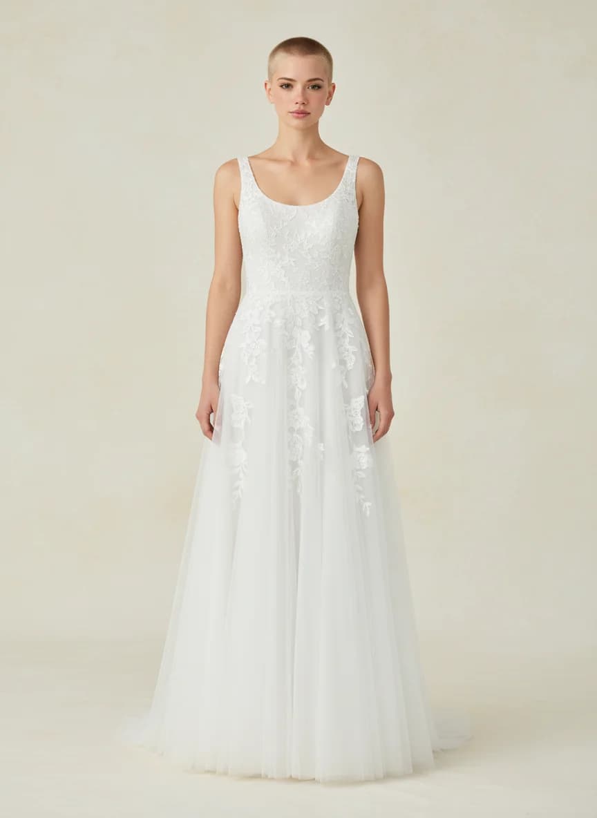 Scoop neckline wedding dress