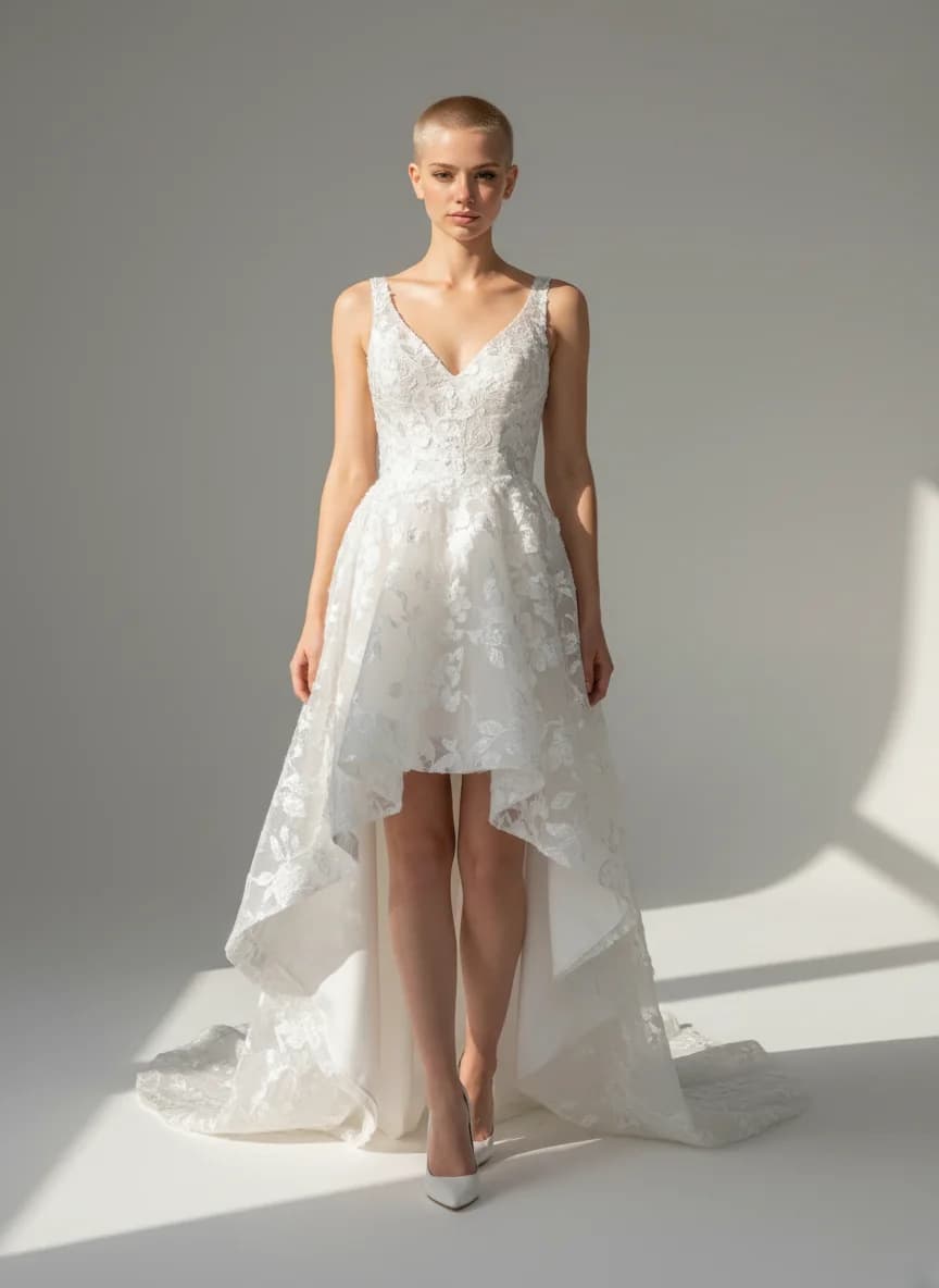 A-Line dress with High-Low and Sweetheart neckline