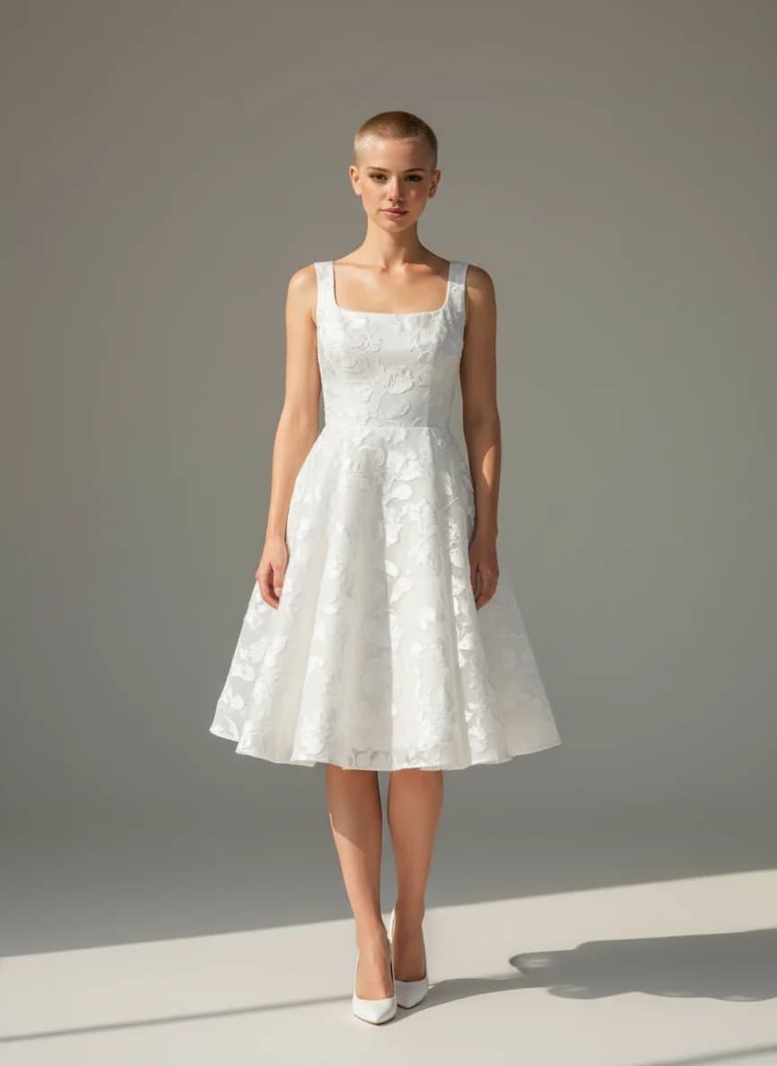 A-Line dress with Knee Length and Square neckline