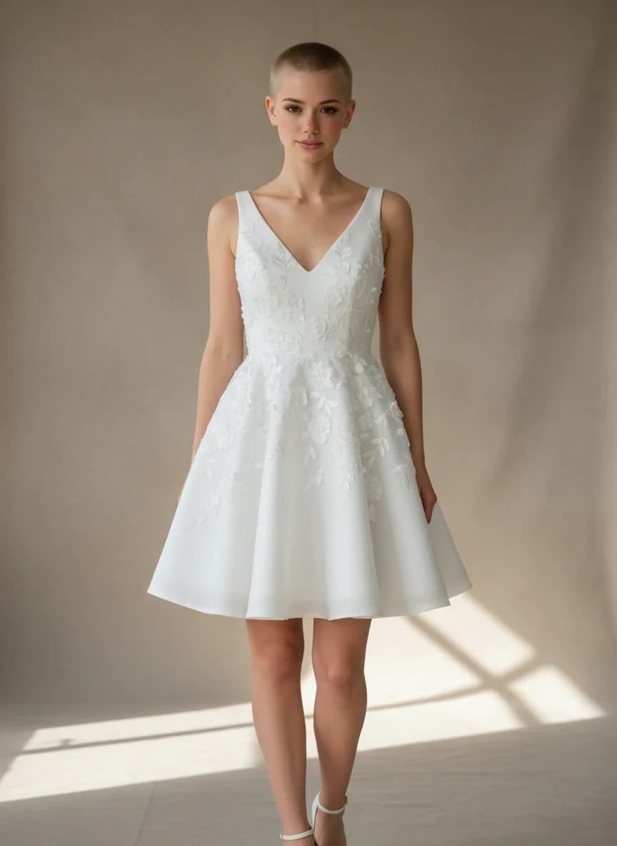 A-Line dress with Mini and V-Neck neckline