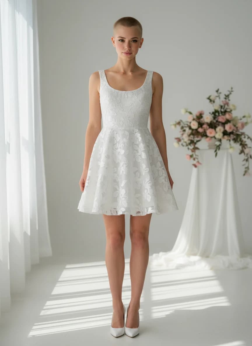 A-Line dress with Mini and Scoop neckline