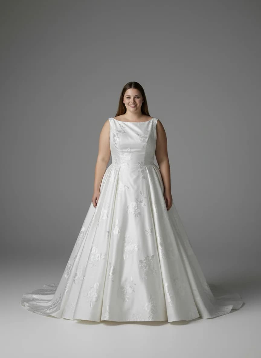 Ball Gown dress with Boat Neck neckline