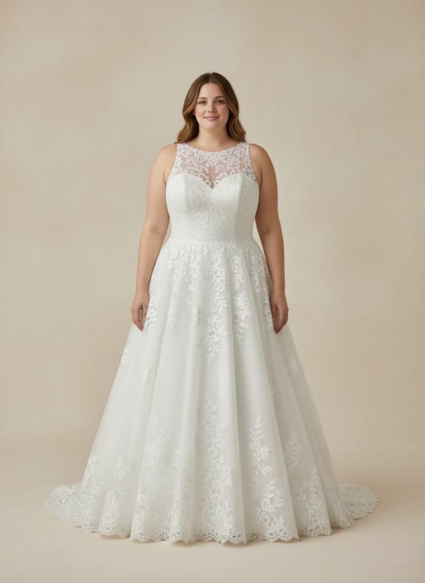 Ball Gown dress with High Neckline neckline