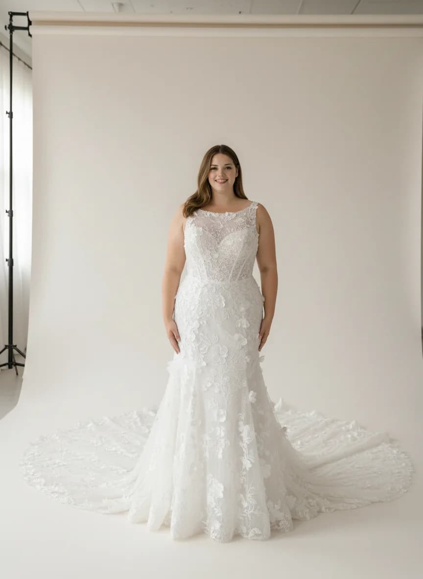 Corset dress with Cathedral Train and Boat Neck neckline