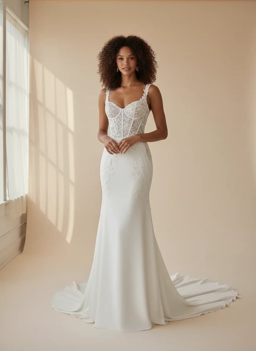 Corset dress with Chapel Train and Sweetheart neckline