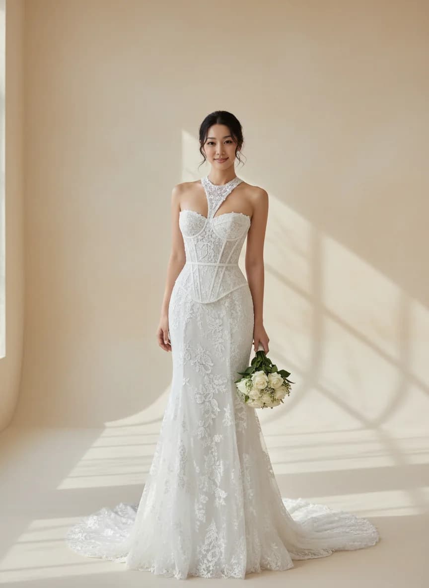 Corset dress with Halter neckline