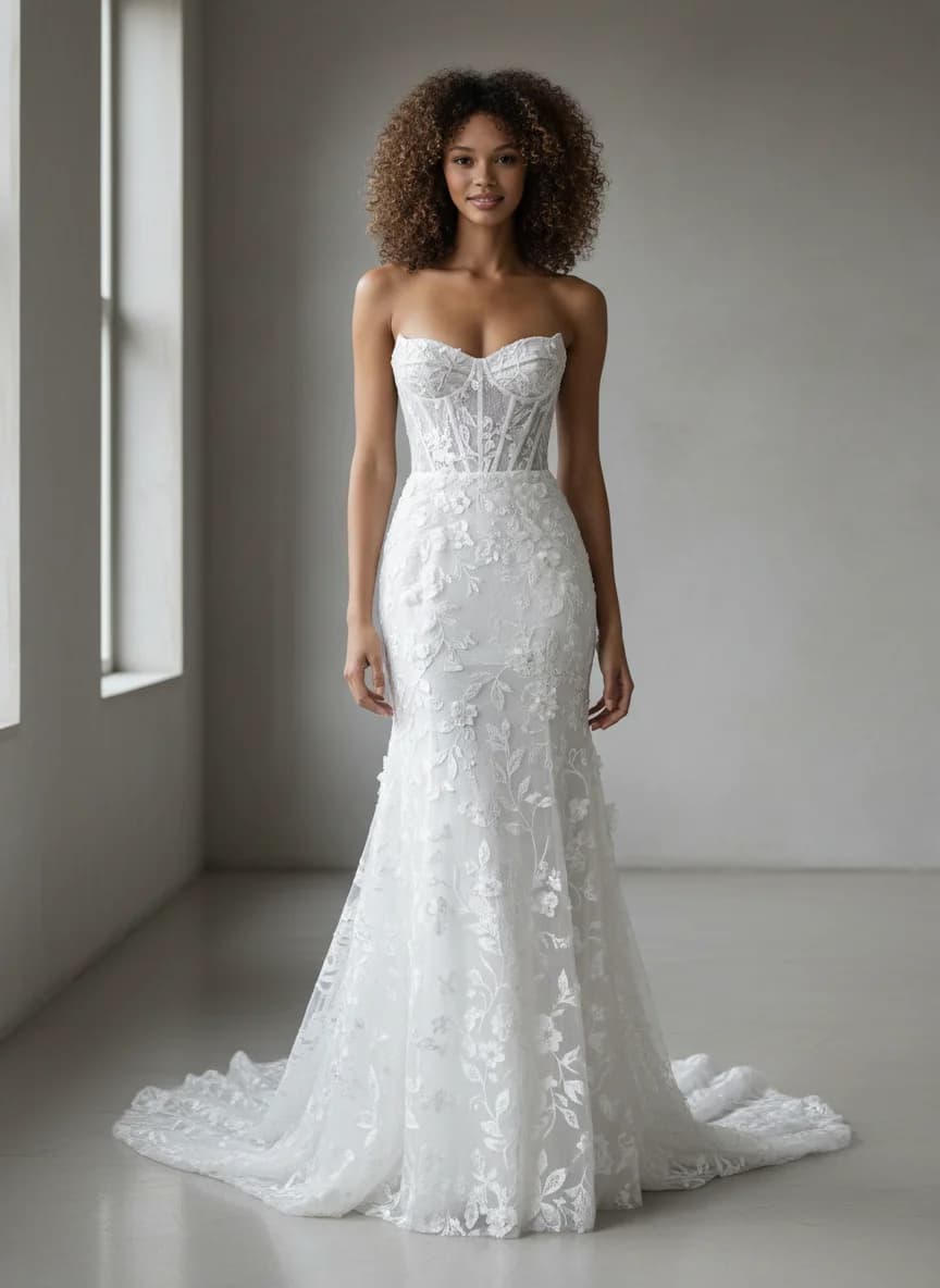 Corset dress with Strapless neckline