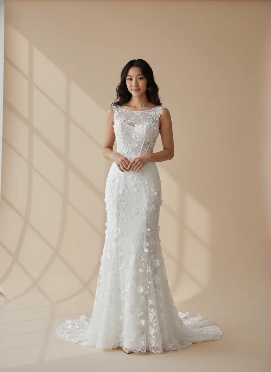 Corset dress with Sweep Train and Boat Neck neckline