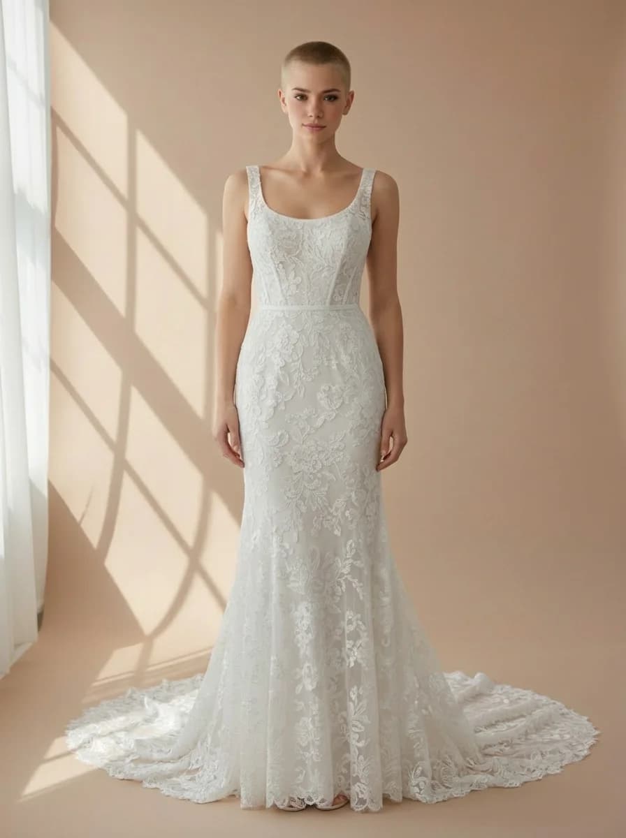 Corset dress with Sweep Train and Scoop neckline