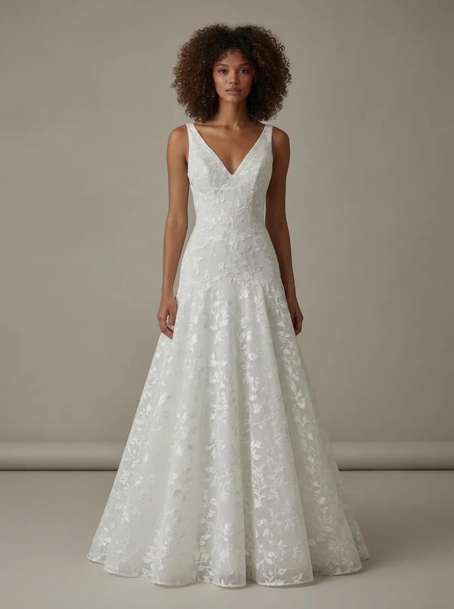 Drop Waist dress with V-Neck neckline