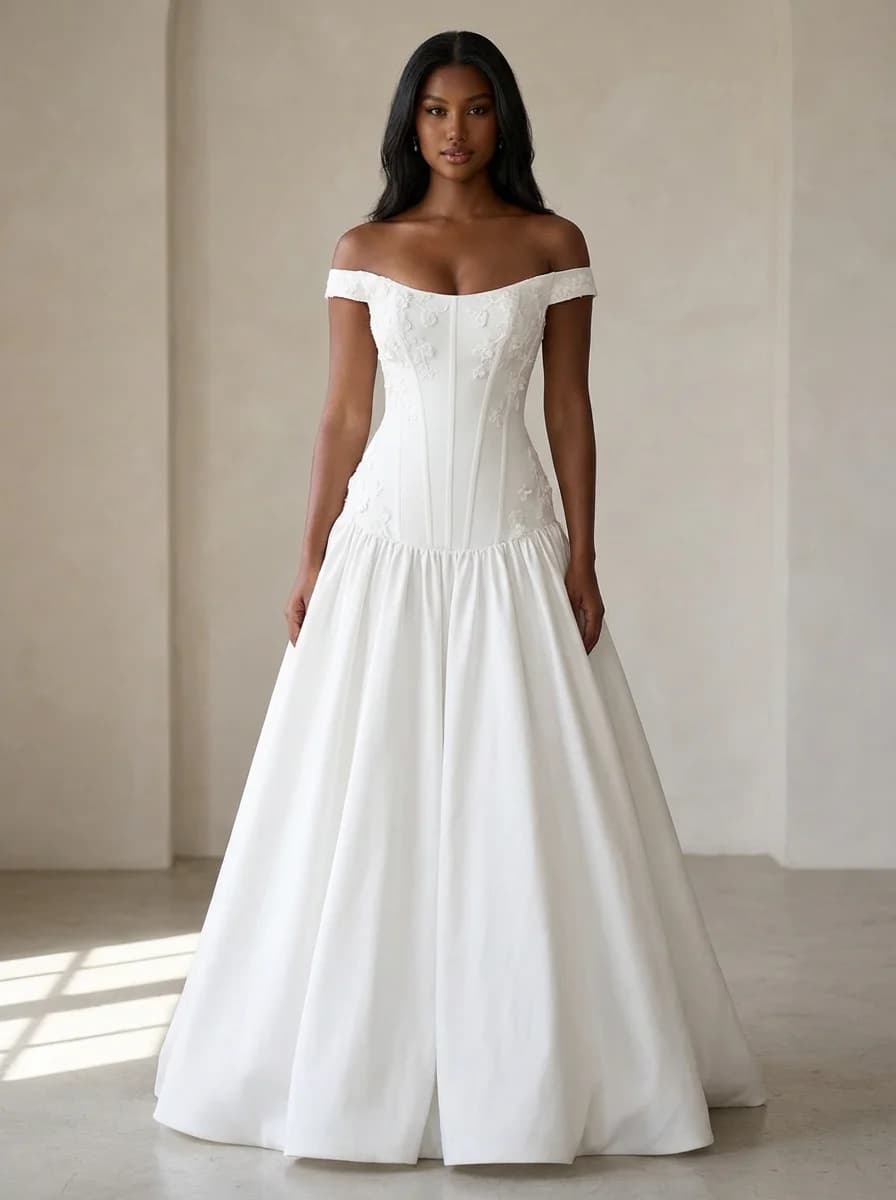 Drop Waist dress with Off Shoulder neckline