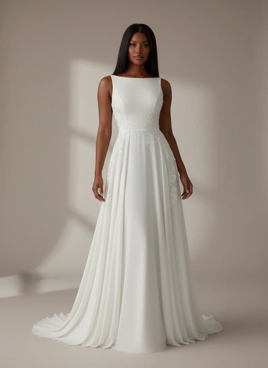 Empire Waist dress with Boat Neck neckline