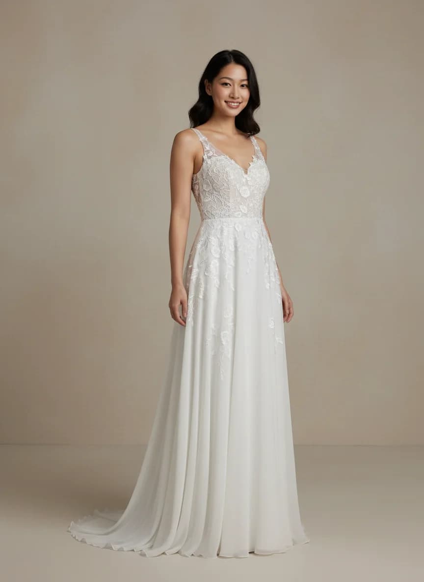 Empire Waist wedding dress with Sweetheart neckline