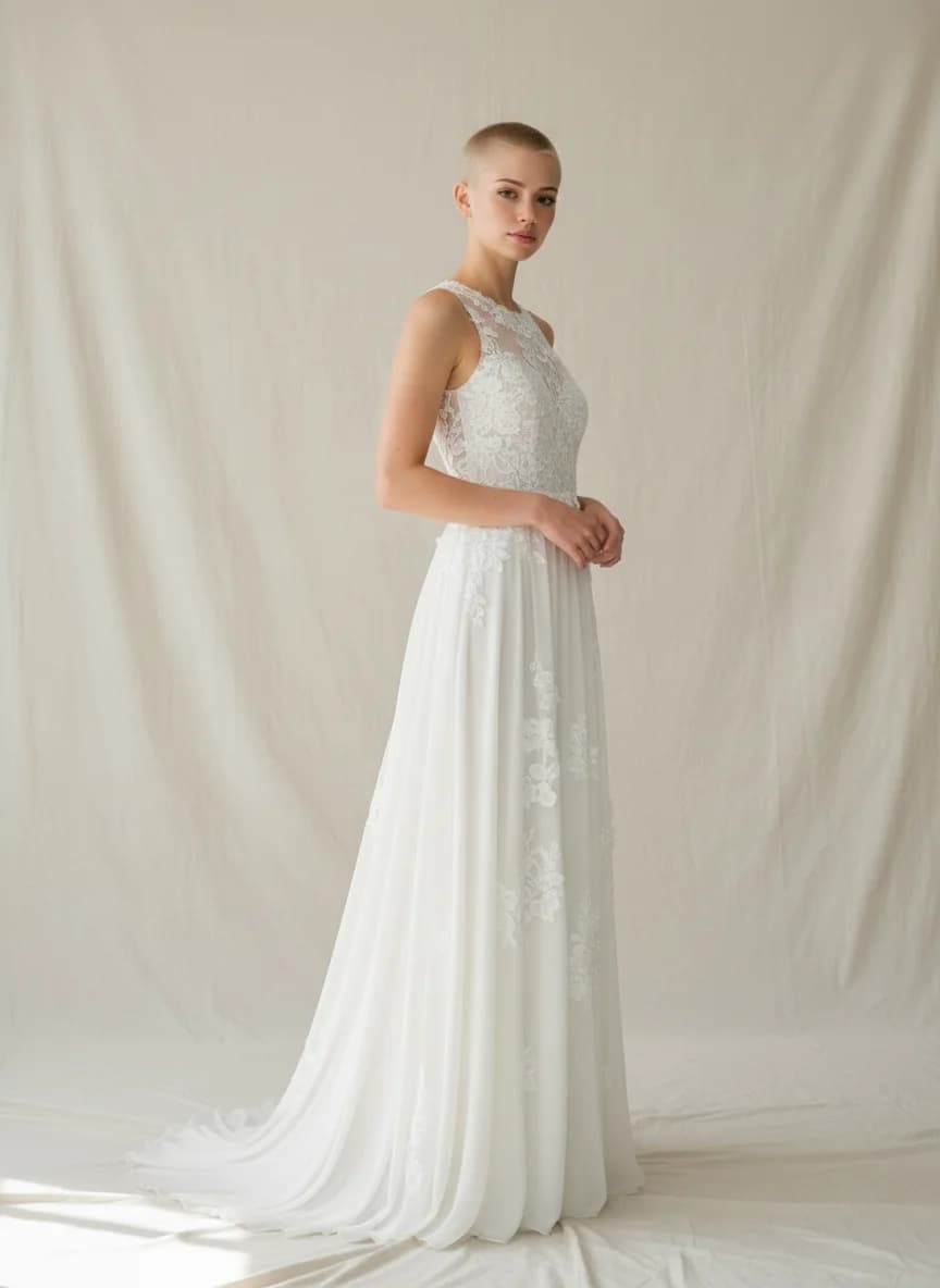 Empire Waist dress with High Neckline neckline