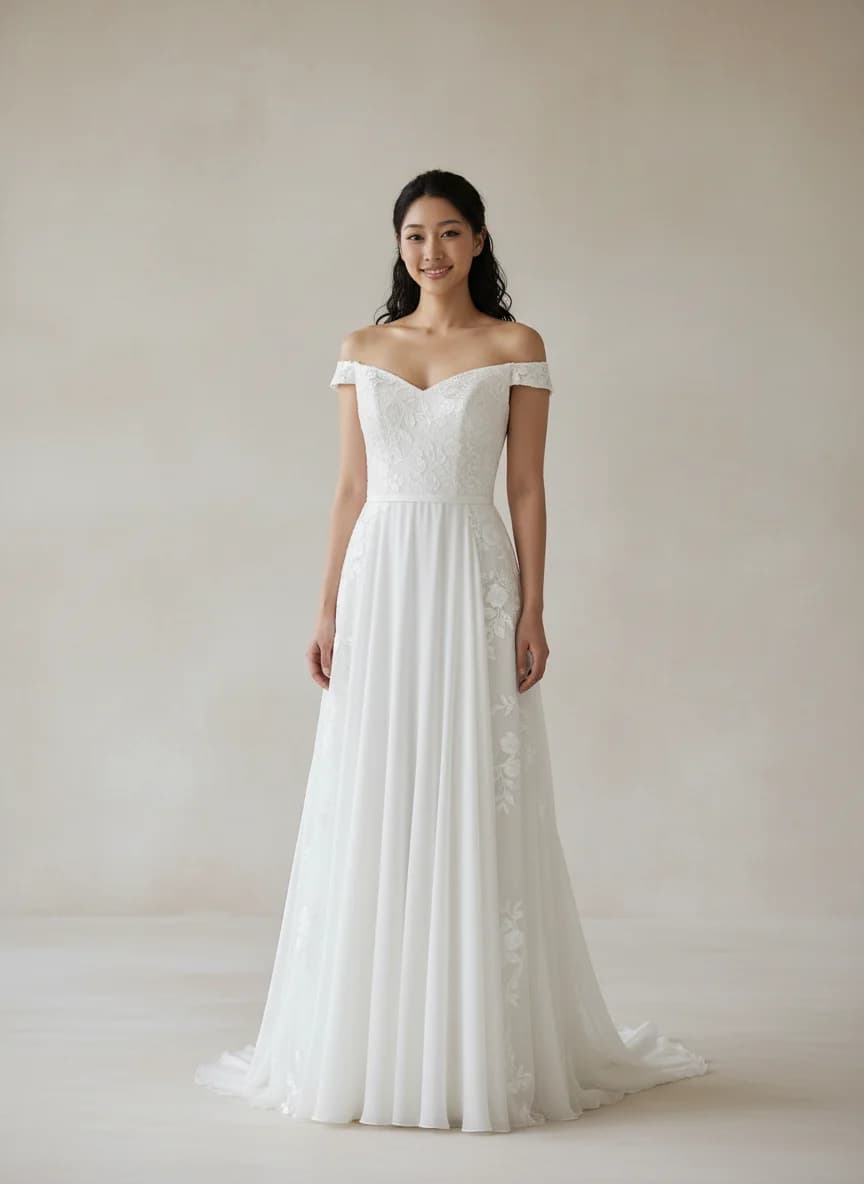 Empire Waist dress with Off Shoulder neckline