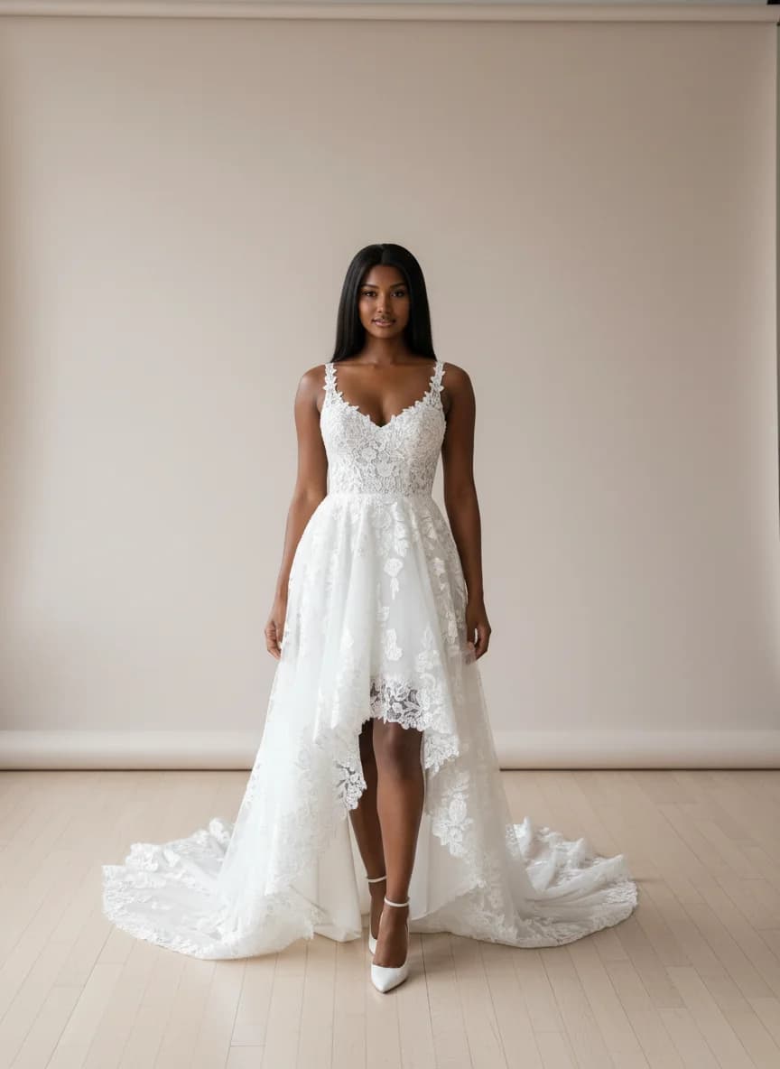 Empire Waist dress with High-Low and Sweetheart neckline