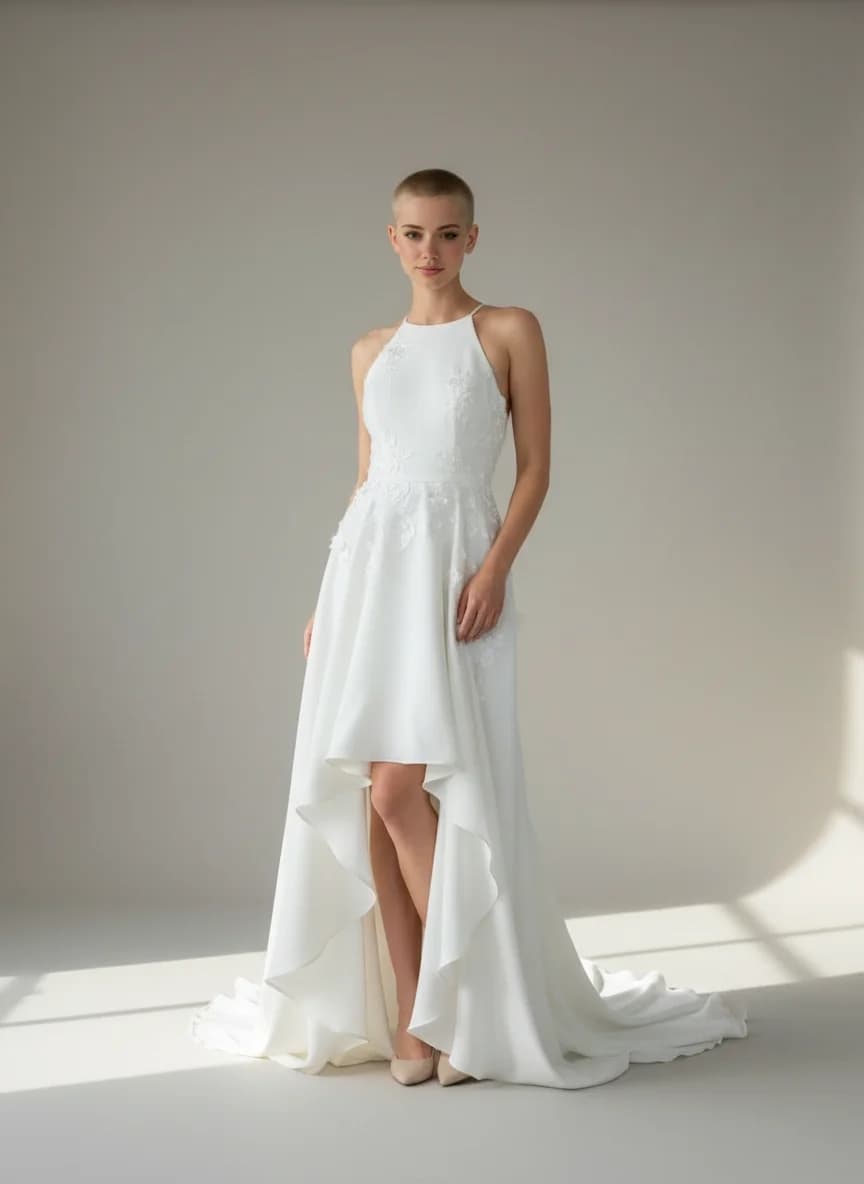 Empire Waist dress with High-Low and Halter neckline