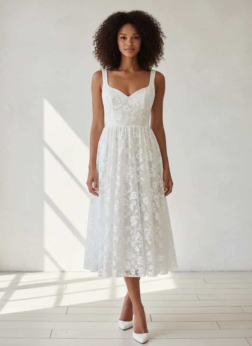 Empire Waist dress with Knee Length and Sweetheart neckline