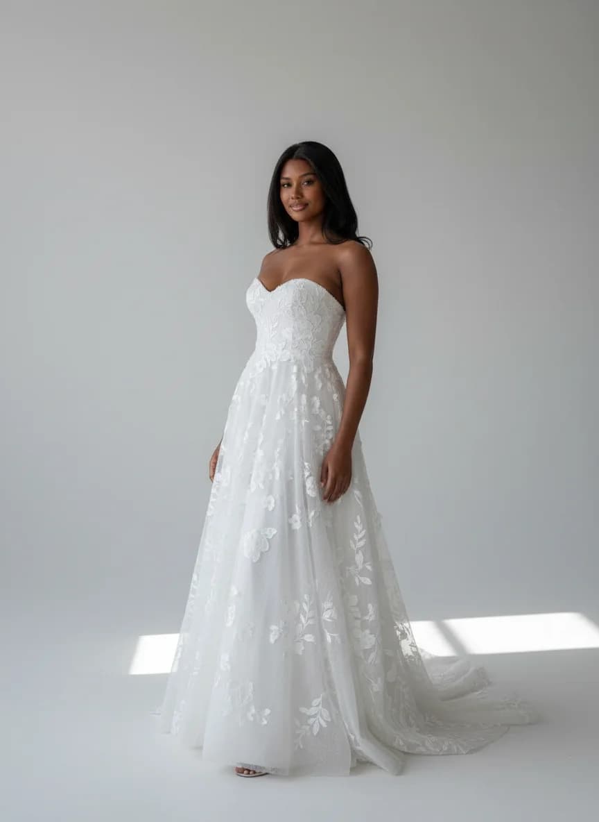 Empire Waist dress with Knee Length and Strapless neckline