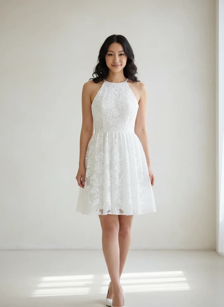 Empire Waist dress with Mini and Halter neckline