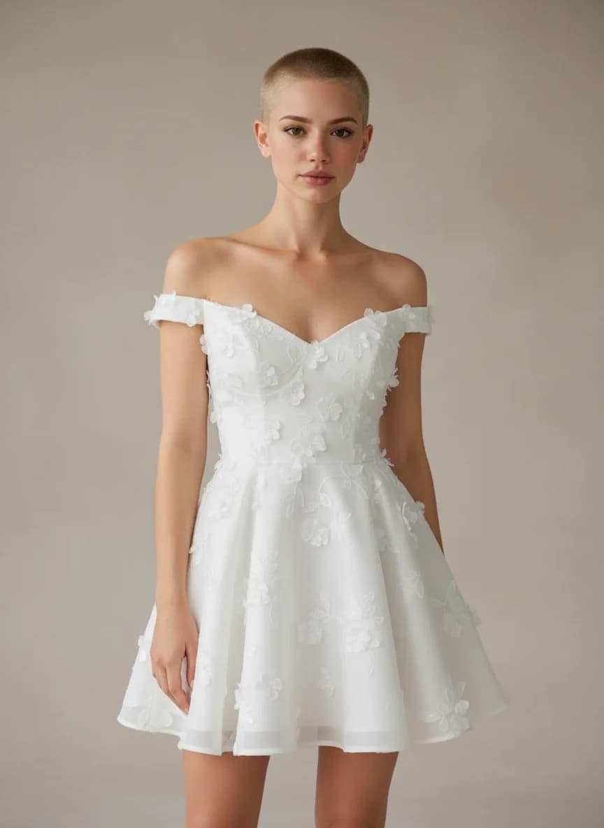 Empire Waist dress with Mini and Off Shoulder neckline