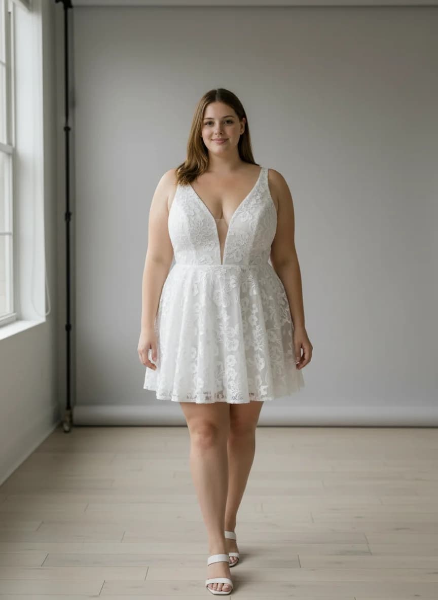 Empire Waist dress with Mini and Plunge neckline