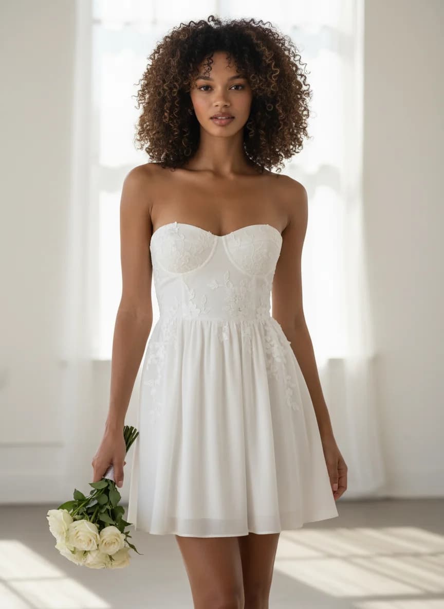 Empire Waist dress with Mini and Strapless neckline