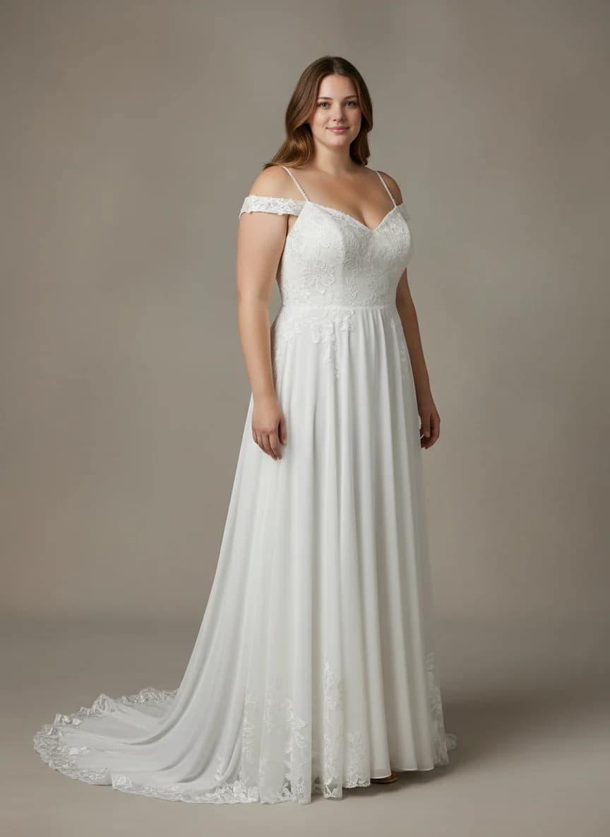 Empire Waist dress with Sweep Train and Off Shoulder neckline