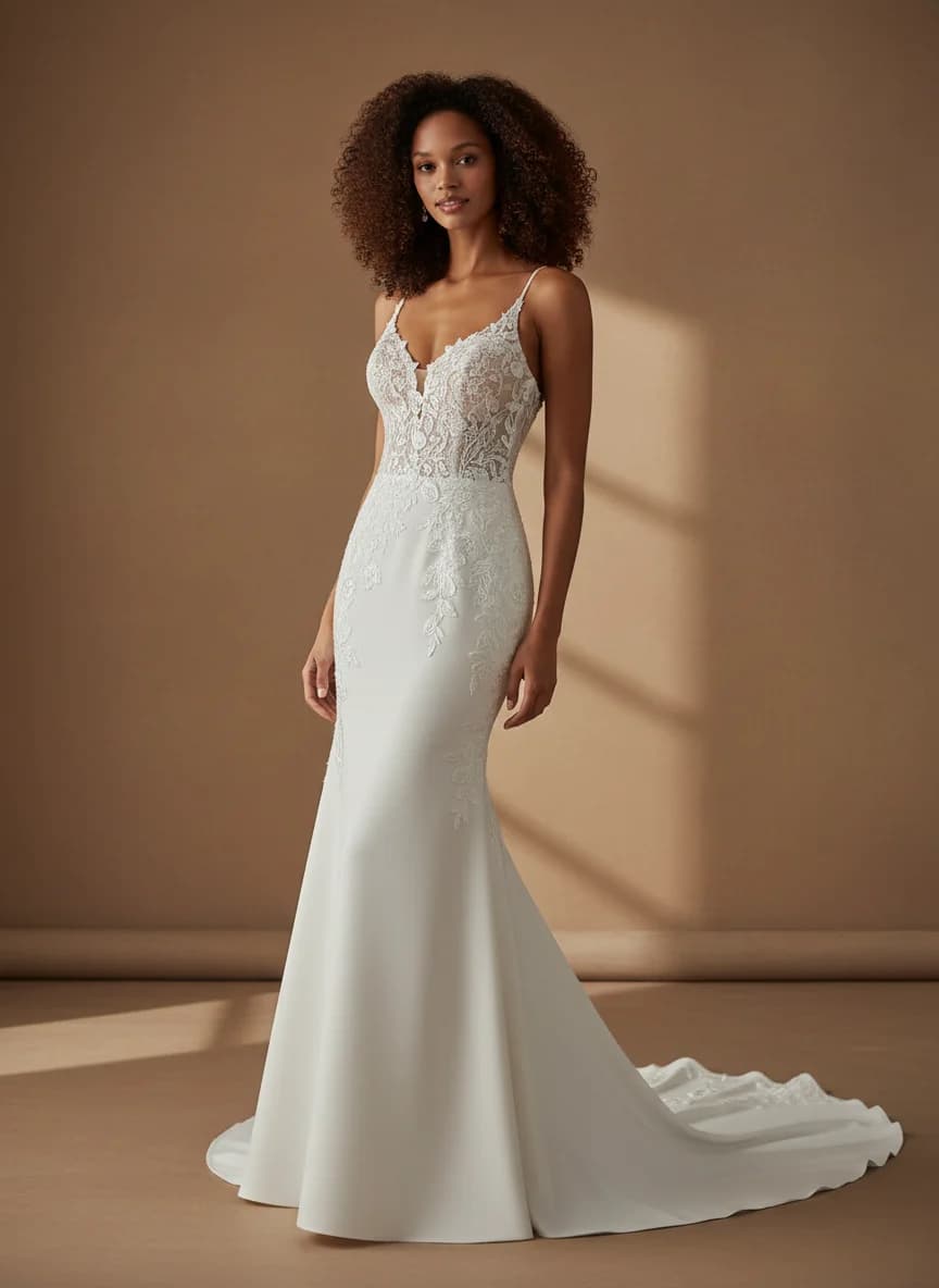 Fit & Flare dress with Chapel Train and Sweetheart neckline