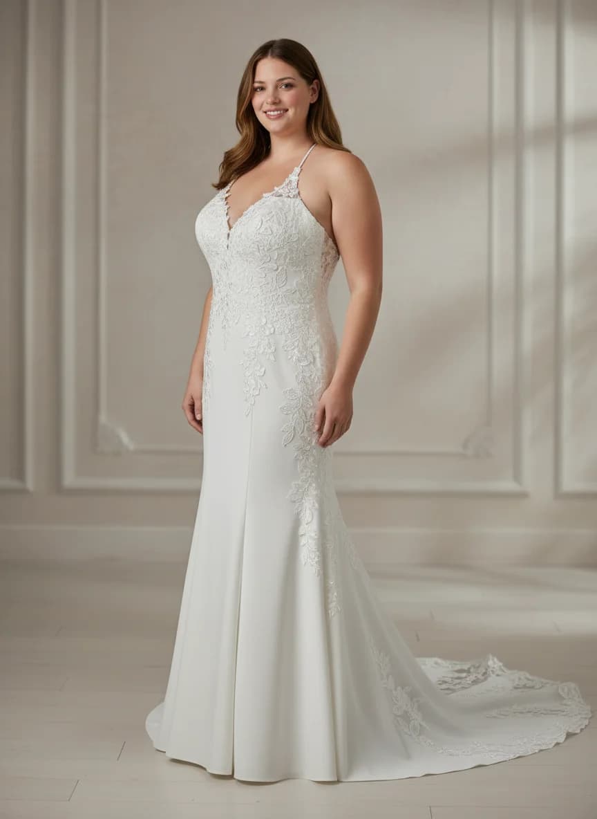 Fit & Flare dress with Chapel Train and Halter neckline