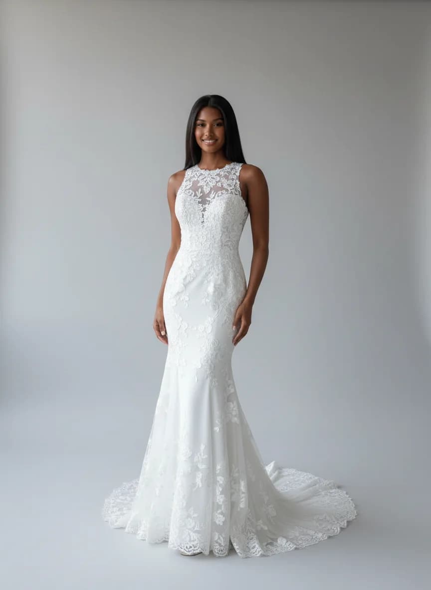 Fit & Flare dress with High Neckline neckline