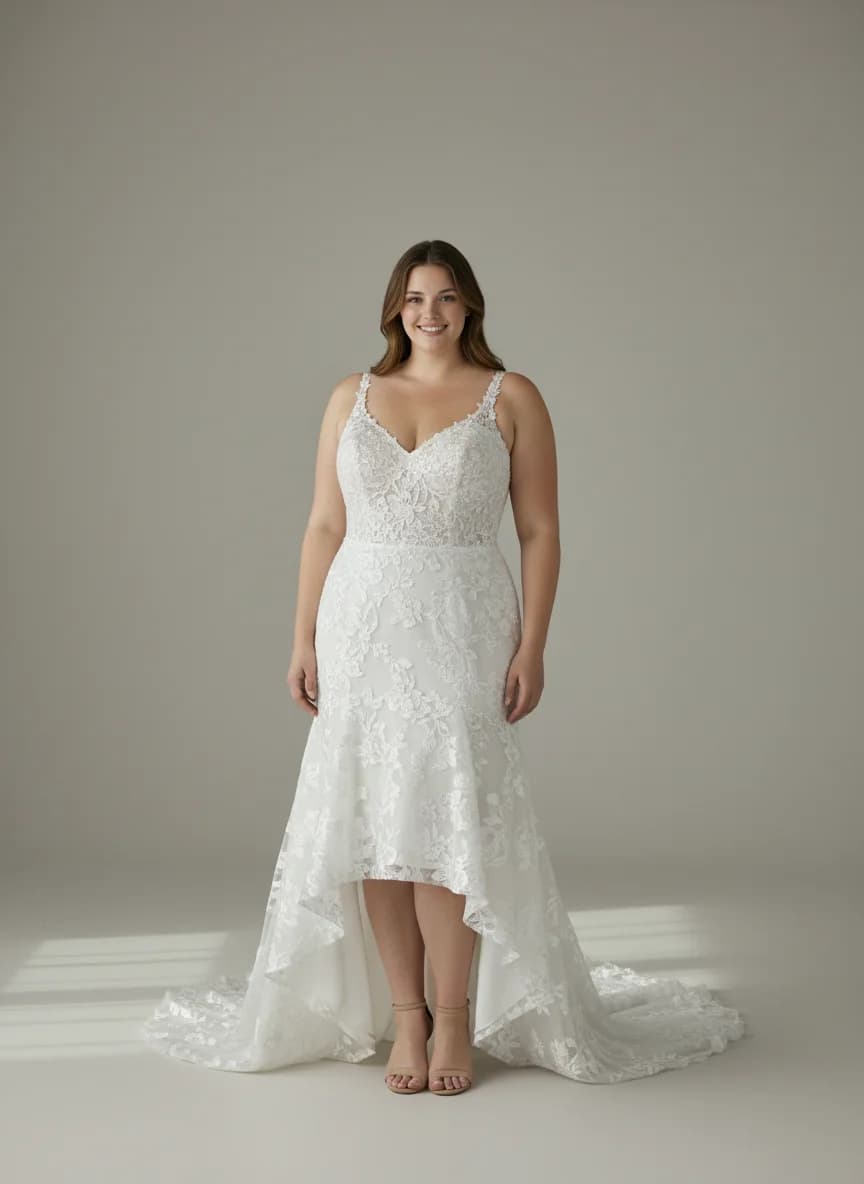 Fit & Flare dress with High-Low and Sweetheart neckline