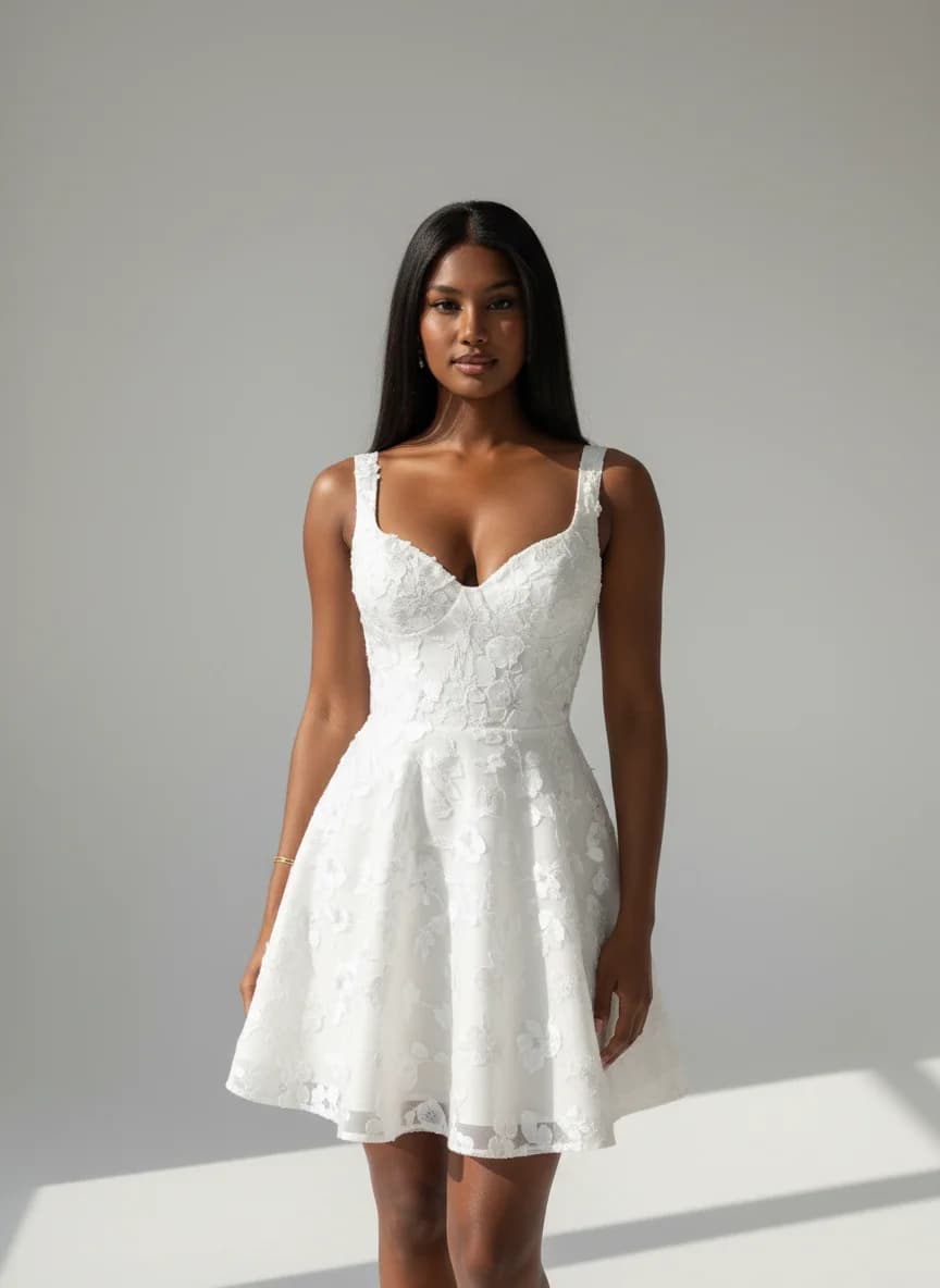 Fit & Flare dress with Mini and Sweetheart neckline