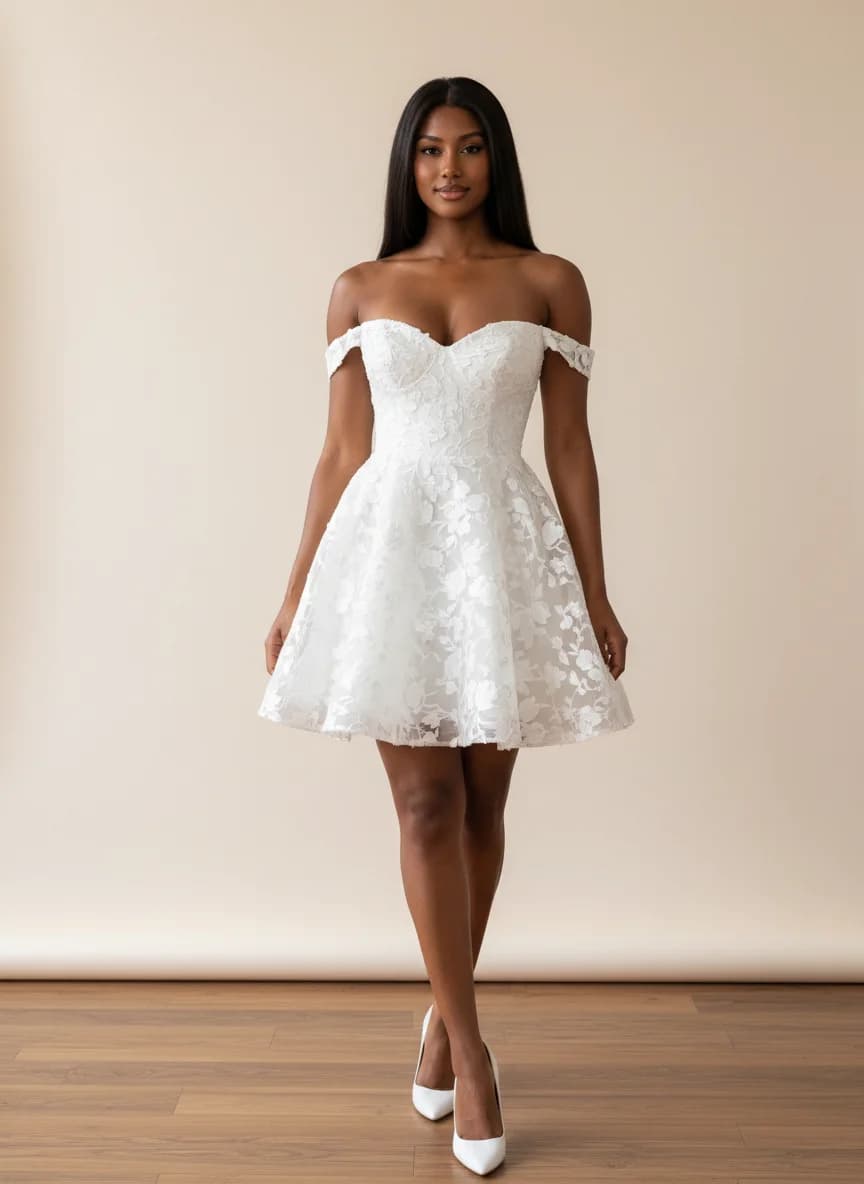 Fit & Flare dress with Mini and Off Shoulder neckline