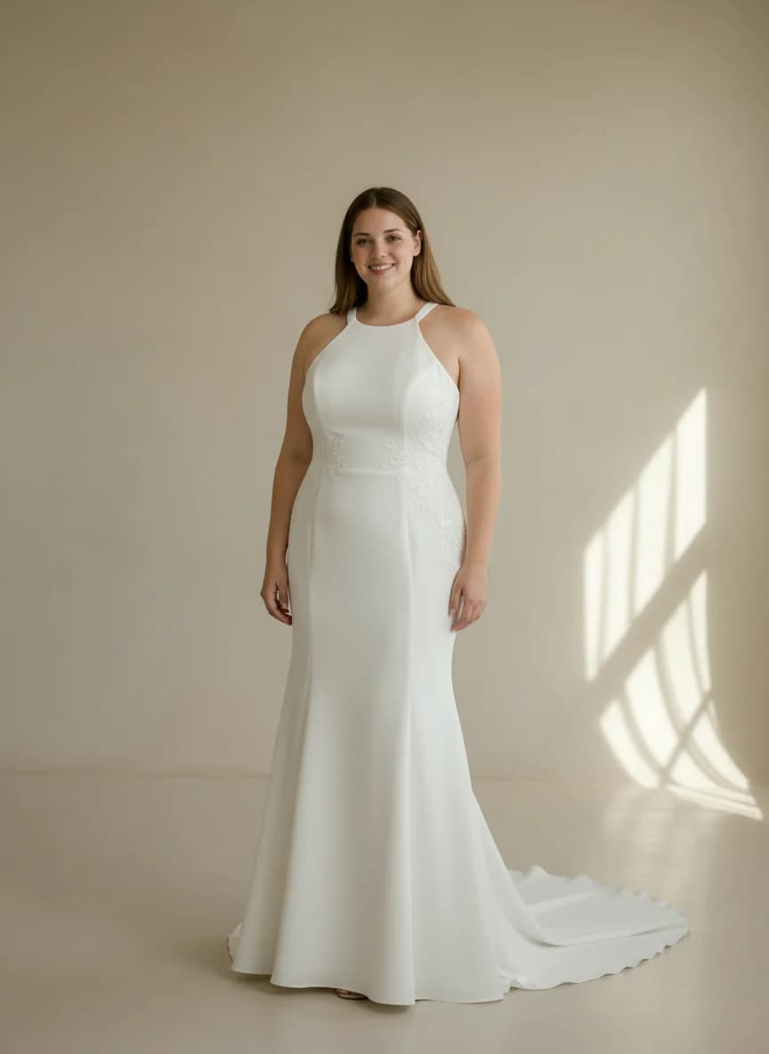 Fit & Flare dress with Sweep Train and Halter neckline