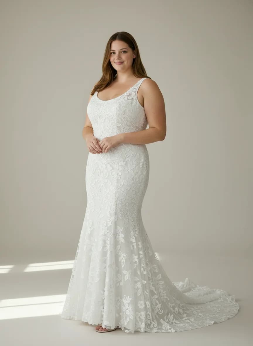 Fit & Flare dress with Sweep Train and Scoop neckline