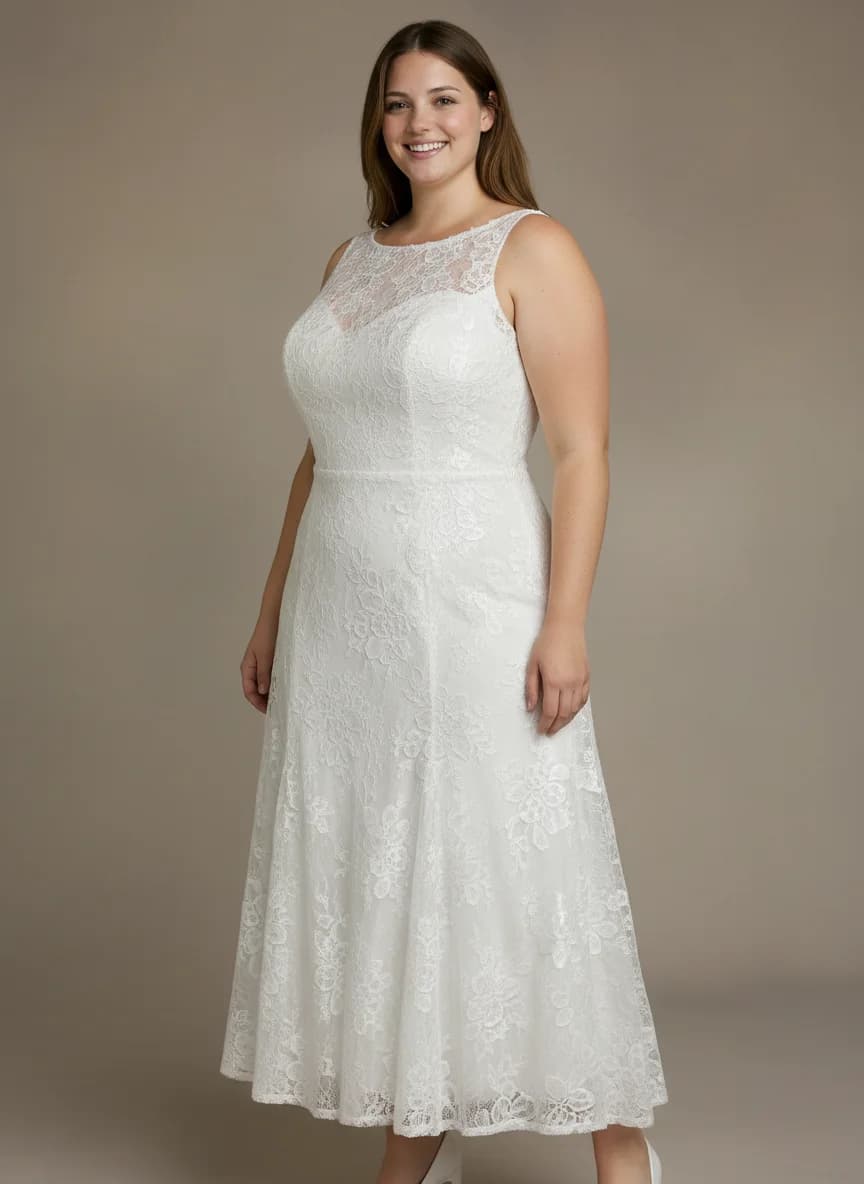 Fit & Flare dress with Tea Length and Boat Neck neckline