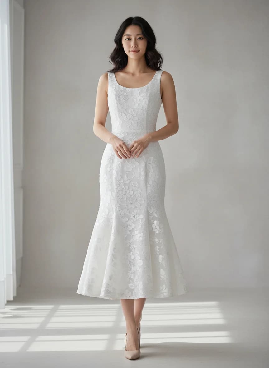 Fit & Flare dress with Tea Length and Scoop neckline