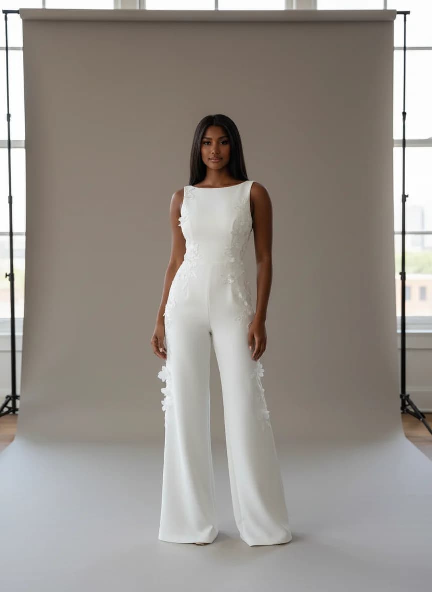 Jumpsuit dress with Boat Neck neckline