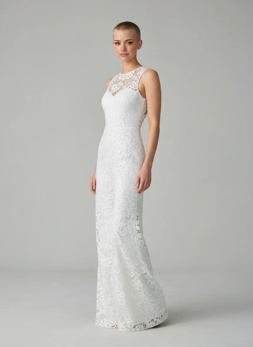 Jumpsuit dress with High Neckline neckline