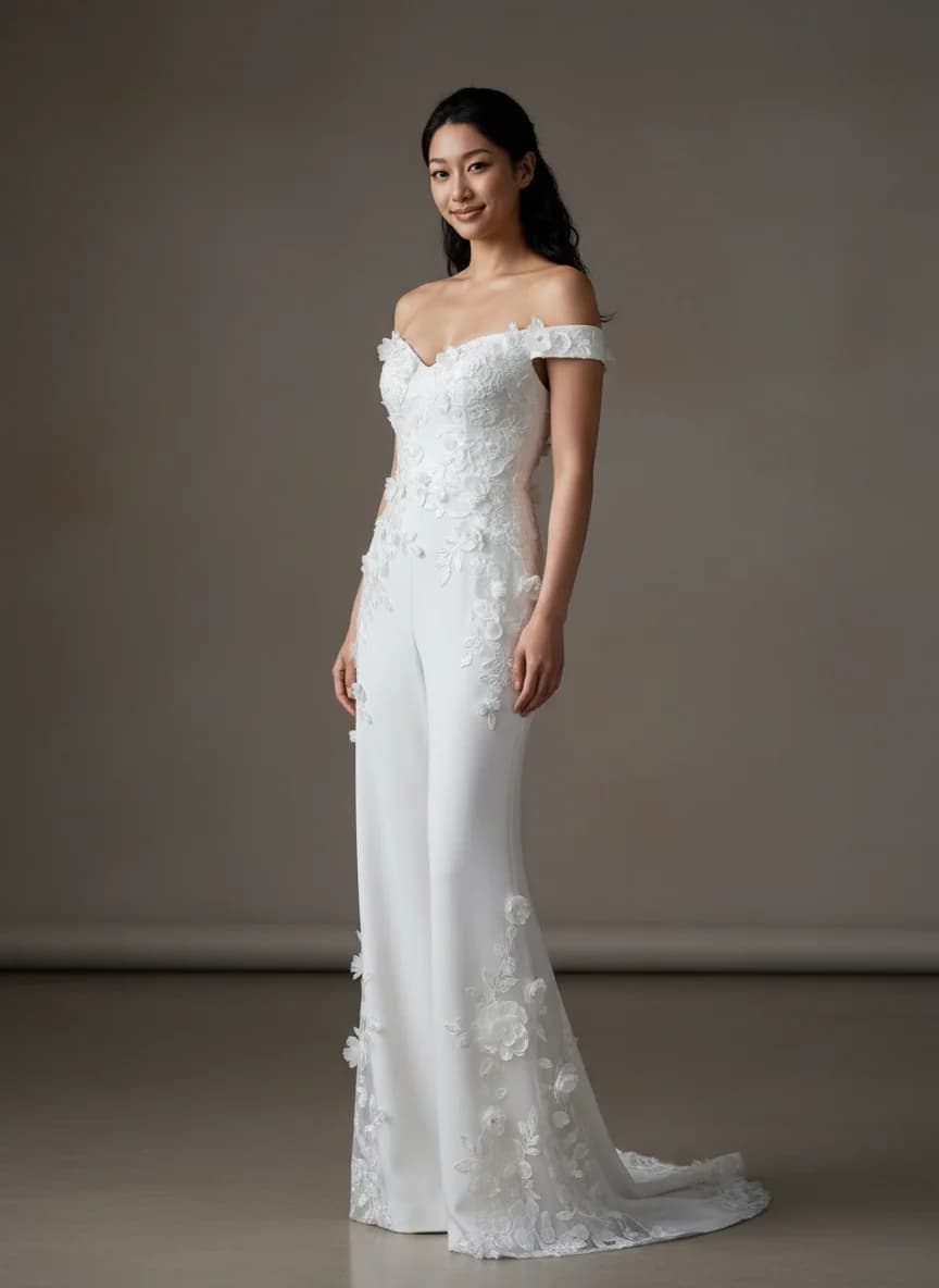 Jumpsuit dress with Off Shoulder neckline