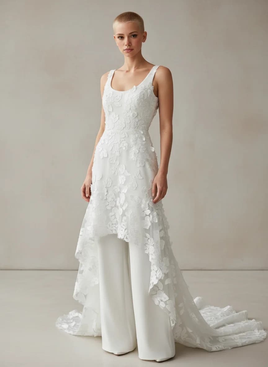 Jumpsuit dress with High-Low and Scoop neckline