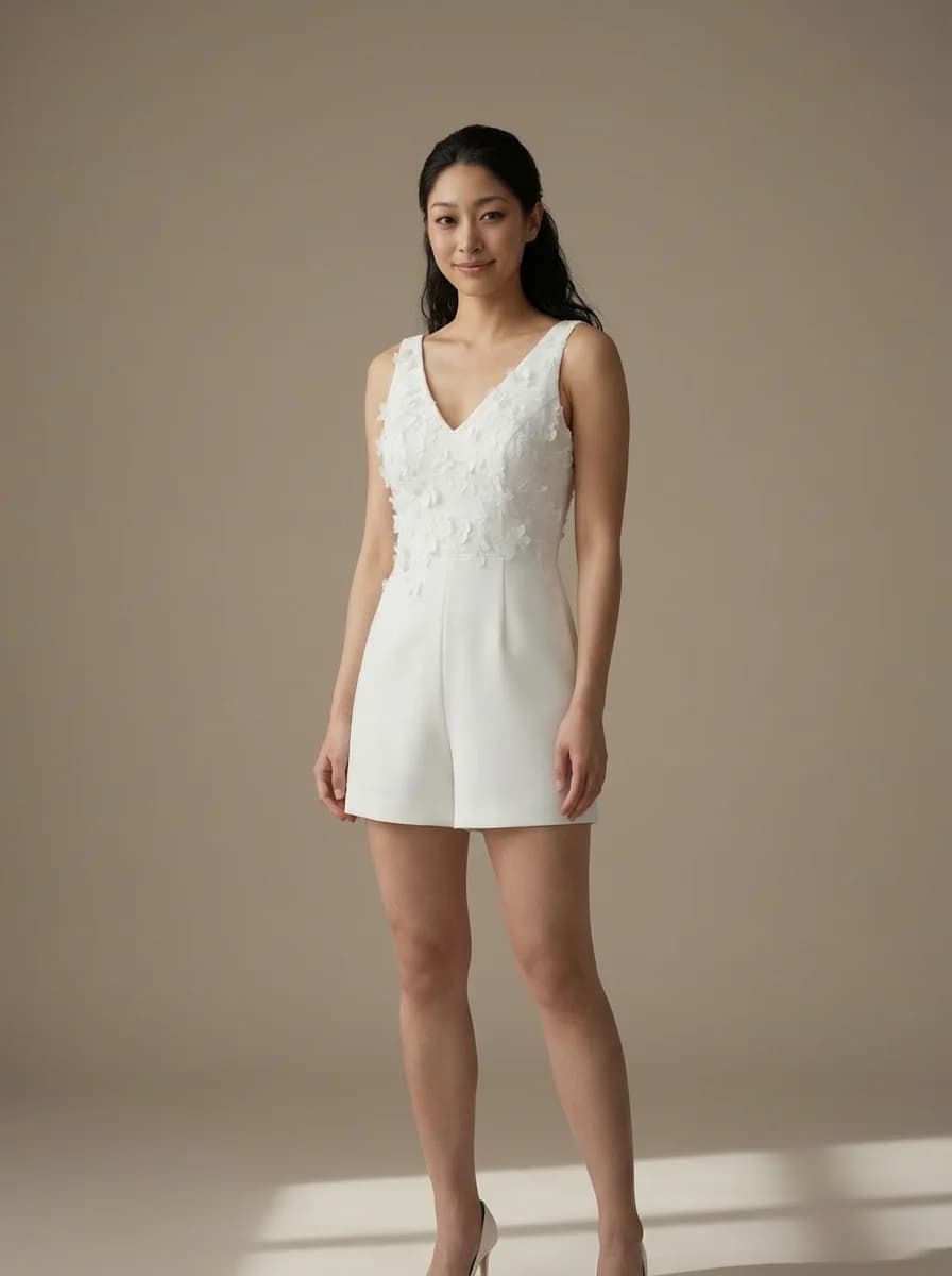 Jumpsuit dress with Mini and V-Neck neckline