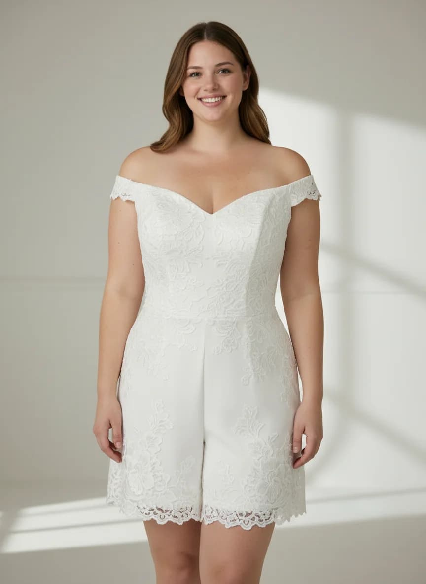 Jumpsuit dress with Mini and Off Shoulder neckline