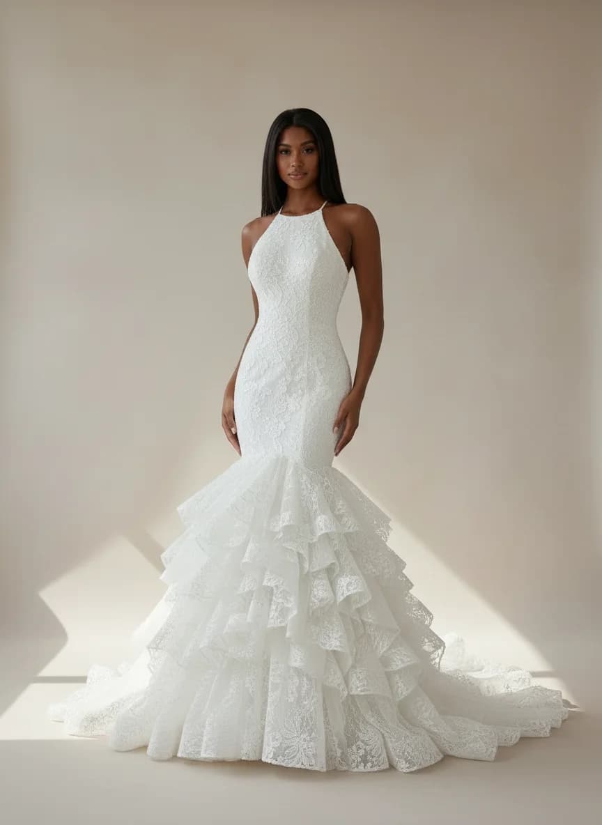 Mermaid dress with Halter neckline