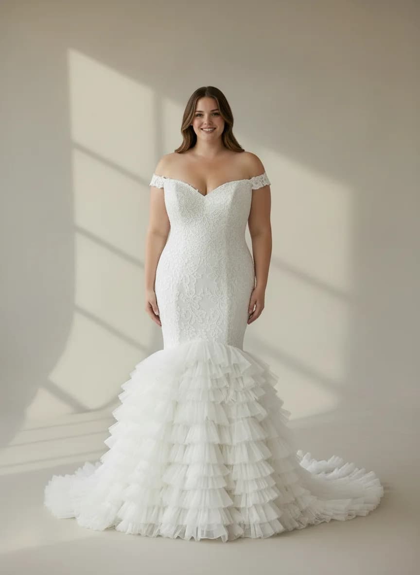 Mermaid dress with Off Shoulder neckline