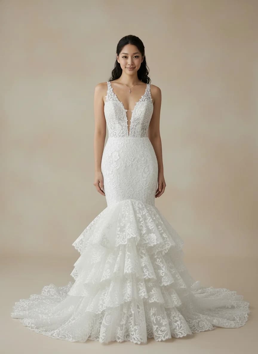 Mermaid dress with Plunge neckline