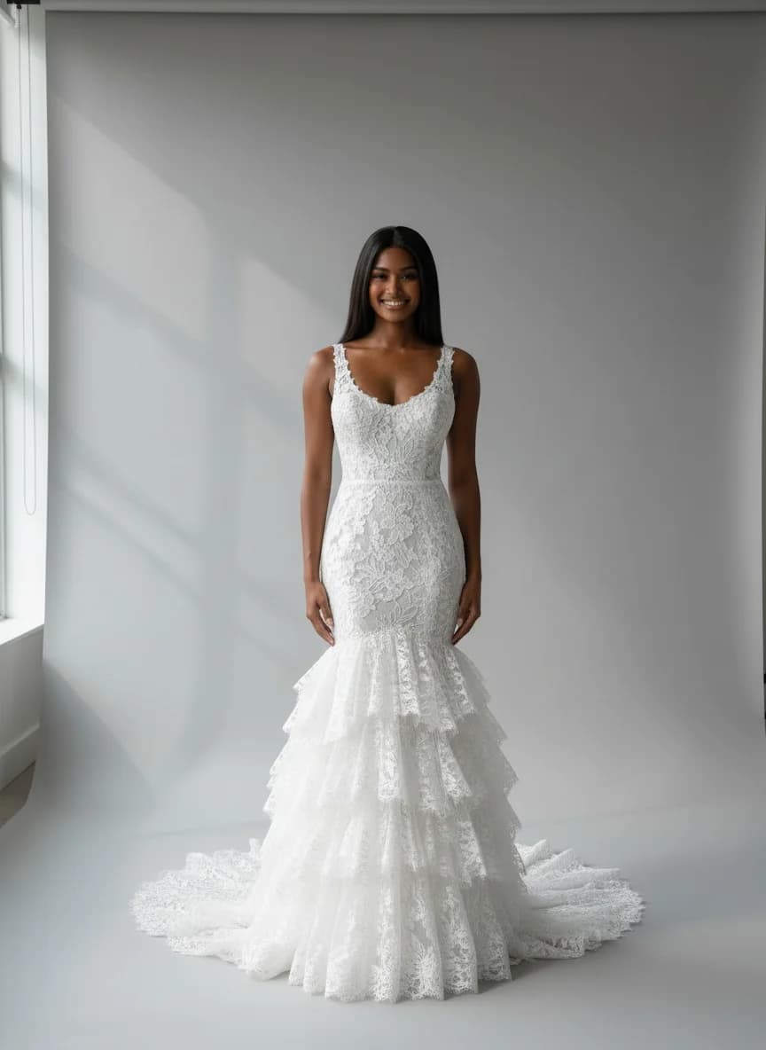 Mermaid dress with Scoop neckline